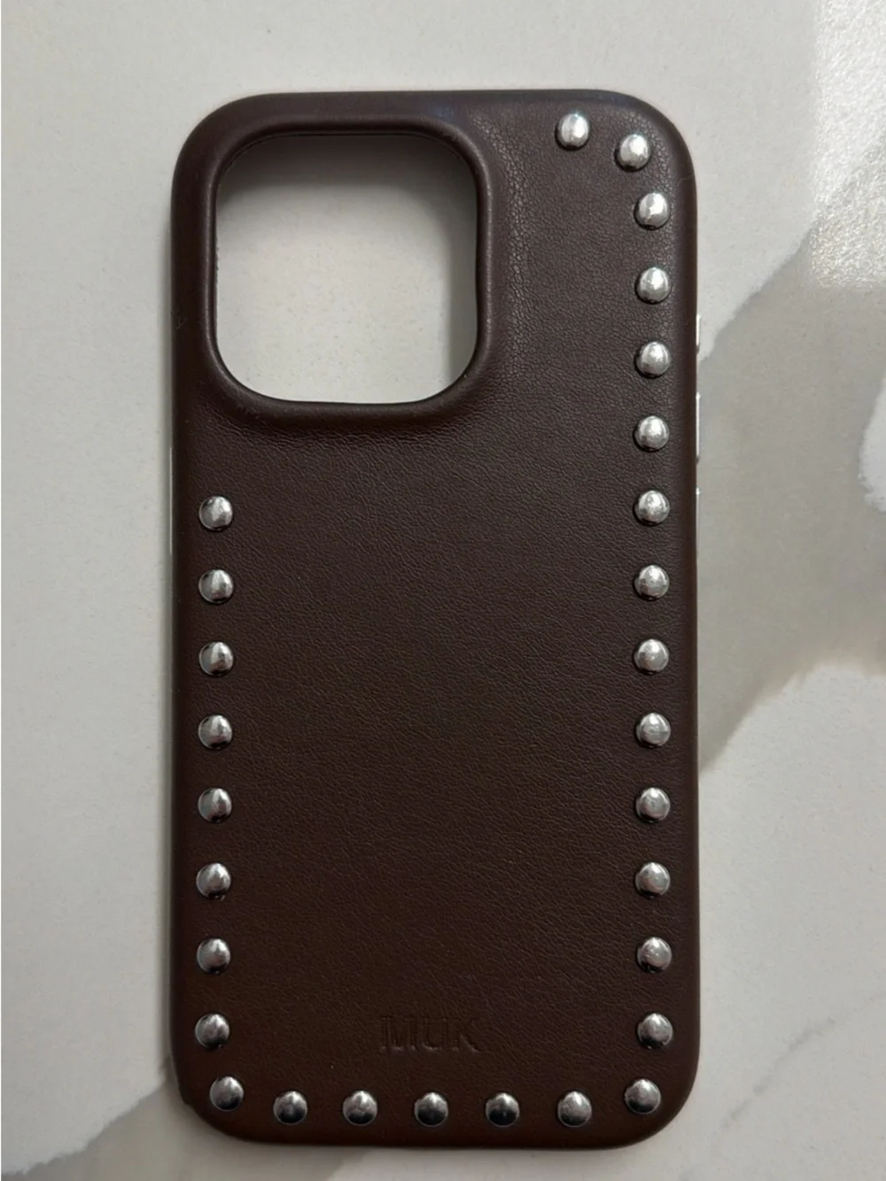 Leather Studded Brown iPhone 15 Pro Case - MUK